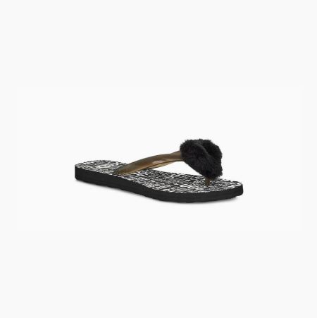 UGG Simi Fluff Manifesto Black Sandals for Women (SMPB04367)